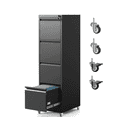 IKIMI 4-Drawer Vertical File Cabinets with Lock, Portable Rolling Metal ...