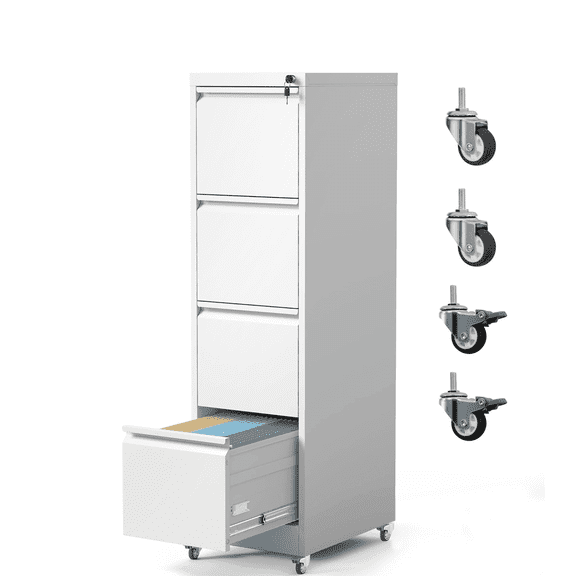 4 Drawer Metal File Cabinet Vertical Locking Filing Storage Unit for ...