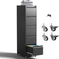 IKIMI 5-Drawer Vertical File Cabinets with Lock, Portable Rolling Metal ...