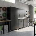 thumbnail image 1 of IKIMI 5-Piece Garage Storage Cabinet Set, Heavy Duty Metal Garage Cabinets System Workshop Set with 1* Tall Tool Cabinets+ 2 * Wall Mounted Cabinet+ 2 * Tool Cabinet with Wheels, Black, 1 of 8