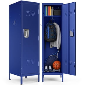IKIMI 55" Metal Locker with Locking Door, Steel Employee Storage Cabinet for School, Office, Gym and Home, Blue