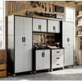 thumbnail image 1 of IKIMI Heavy Duty Metal Garage Storage Cabinet System with Wall Cabinets and Wheels, Gray, 6-Piece Set, 1 of 9