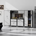 thumbnail image 1 of IKIMI 6-Piece Garage Storage Cabinet Set, Heavy Duty Metal Garage Cabinets System Workshop Set with 2* Tall Tool Cabinets+ 2 * Wall Mounted Cabinet+ 2 * Tool Cabinet with Wheels, Black, 1 of 8