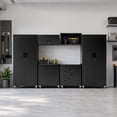 thumbnail image 1 of IKIMI 6-Piece Garage Storage Cabinet Set, Heavy Duty Metal Garage Cabinets System Workshop Set with 2* Tall Tool Cabinets+ 2 * Wall Mounted Cabinet+ 2 * Tool Cabinet with Wheels, Black, 1 of 8