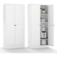 thumbnail image 1 of IKIMI 61" Metal Kitchen Pantry Storage Cabinet, Freestanding Cupboard with 4 Adjustable Shelves and 2 Doors, Tall Storage Organizer for Kitchen, Living Room or Laundry Room, White, 1 of 9