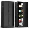 thumbnail image 1 of IKIMI 61" Metal Kitchen Pantry Storage Cabinet, Freestanding Cupboard with 4 Adjustable Shelves and 2 Doors, Tall Storage Organizer for Kitchen, Living Room or Laundry Room, Black, 1 of 7