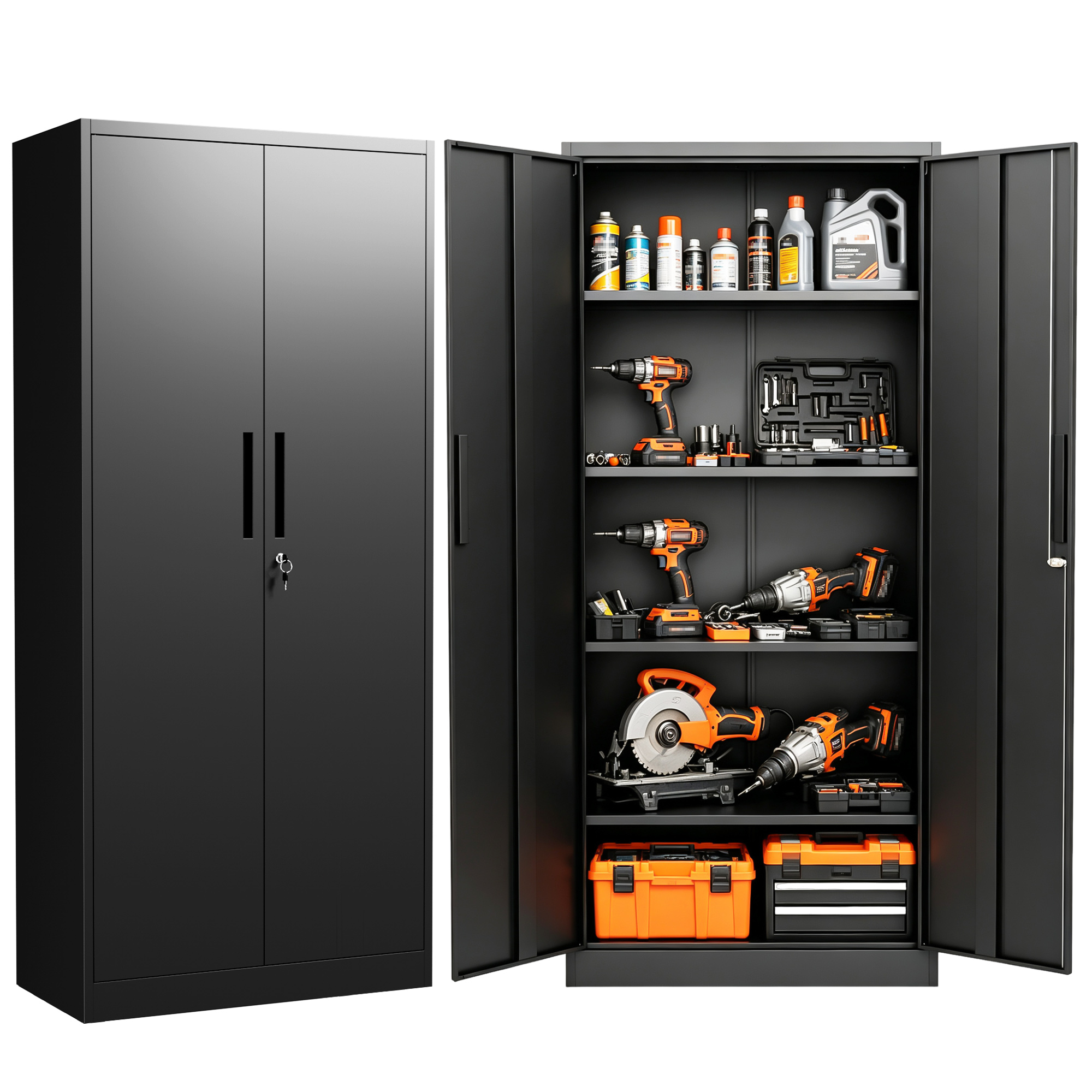 IKIMI 71 Metal Storage Cabinet Doors Shelves Locking Garage Cabinet Heavy Duty Steel Tool Cabinets Utility Locker File Organizer Home Kitchen Office: What to Expect