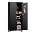 thumbnail image 1 of IKIMI 71" Tall Metal Garage Storage Cabinet with Wheels,Heavy Duty Lockable Rolling Tool Cabinet with 3 Adjustable Shelves & Inside Door Pegboard Organizer, Black, 1 of 9