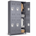 thumbnail image 1 of IKIMI 72" Metal Locker for Employees, 6 Doors Storage Cabinet Locker with Vented Compartments and Hooks for Gym, Garage, Living Room, Office, School, Gray, 1 of 12