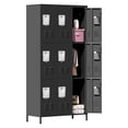 thumbnail image 1 of IKIMI 72" Metal Locker for Employees, 9 Doors Storage Cabinet Locker with Vented Compartments and Hooks for Gym, Garage, Living Room, Office, School, Black, 1 of 9