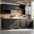 thumbnail image 1 of IKIMI 8-Piece Heavy Duty Garage Cabinet System with Workbench, Lockable Steel Storage Cabinets, Modular Tool Storage Organizer for Garage & Workshop , Black, 1 of 13