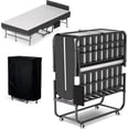 thumbnail image 1 of IKIMI Folding Bed with 5" Memory Foam Mattress and Headboard, 75" x 31" Rollaway Bed Portable Foldable Guest Bed with Lockable Wheels, 1 of 8