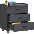 thumbnail image 1 of IKIMI 34.65"H Metal Rolling Garage Cabinet with 3 Drawers, Mobile Tool Cart Tool Storage Cabinets with Lockable Wheels, Black, 1 of 9