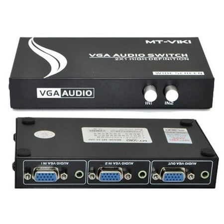 IKKEGOL 2 Port VGA Audio Video Switch 2 x 1 SVGA Switcher Box 2 IN 1 OUT PC Monitor LCD TFT Sharing