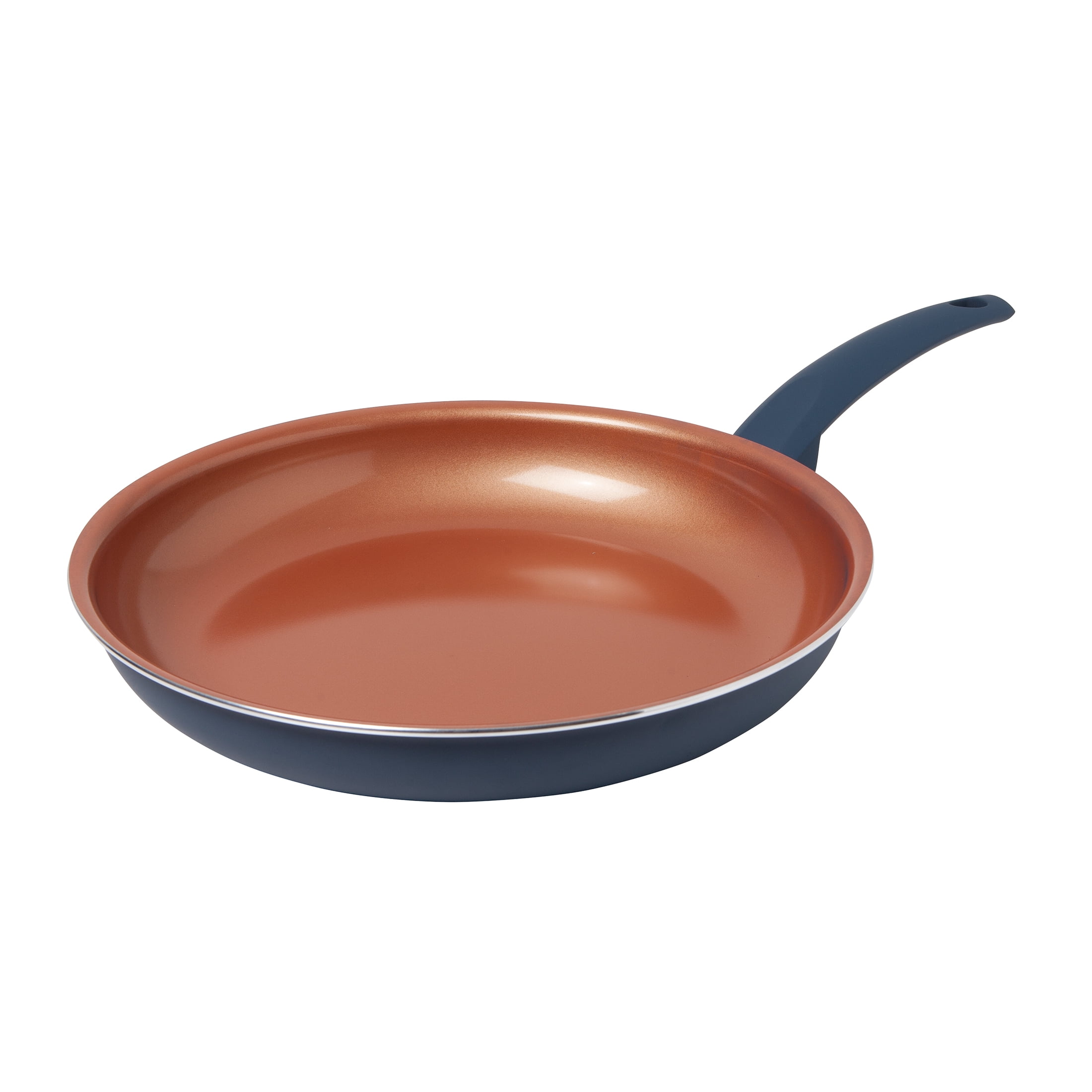 IKO Copper Ceramic Non Stick Fry Pan Dishwasher Safe with Soft Touch Handle (8 inch, Blue