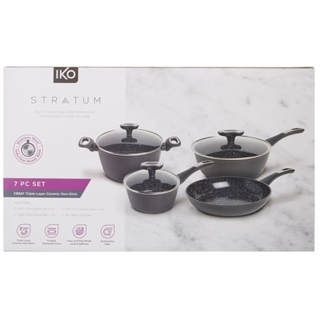 IKO Stratum 7-pc. Aluminum Ceramic Nonstick Cookware Set One Size Black
