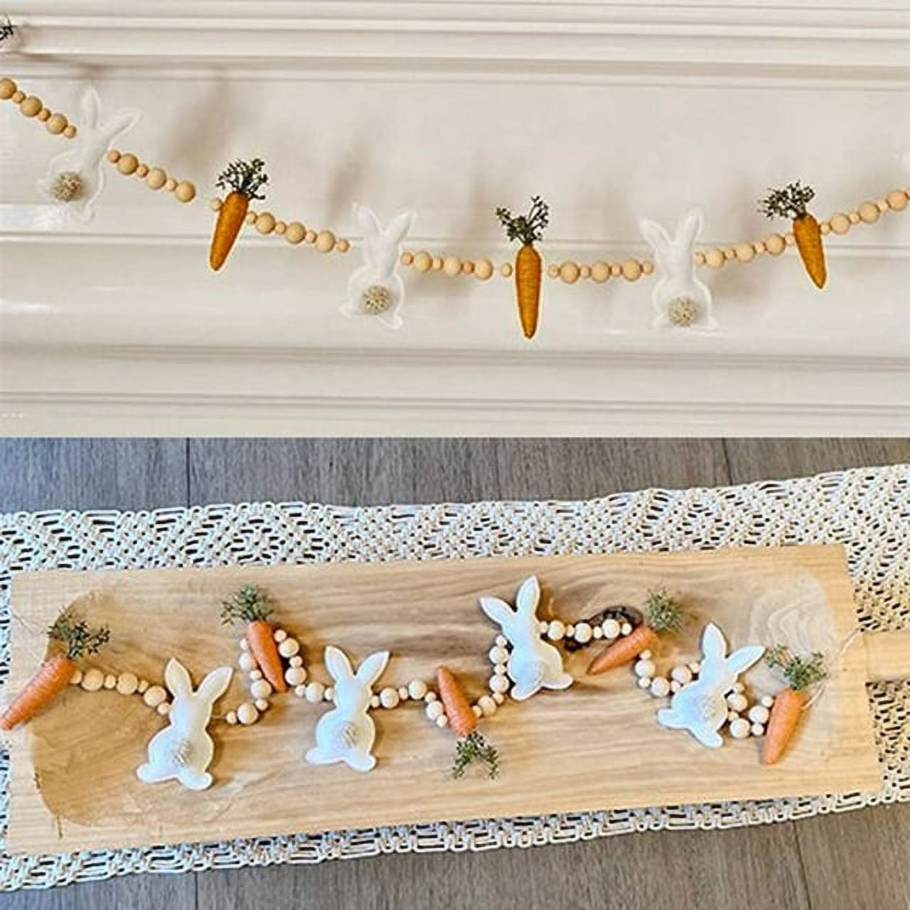 IKOMMI 2PCS Easter Bunny Carrot Garland, Spring Easter Decoration ...