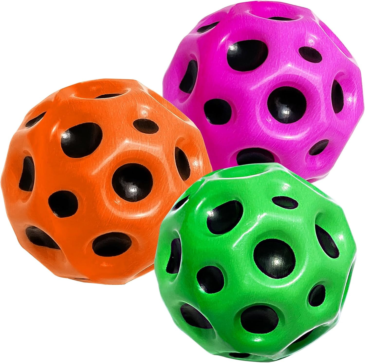 IKOMMI 3PCS Space Balls Extreme High Bouncing Ball, Pop Sounds Meteor