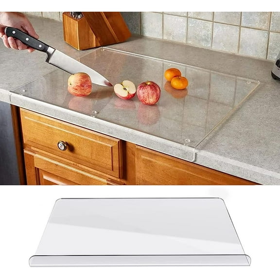 IKOMMI Acrylic Cutting Boards for Kitchen Counter， 2023 Upgraded Thicker Clear Cutting Board，Non-Slip Cutting Board with Lip for Kitchen Countertop Protection