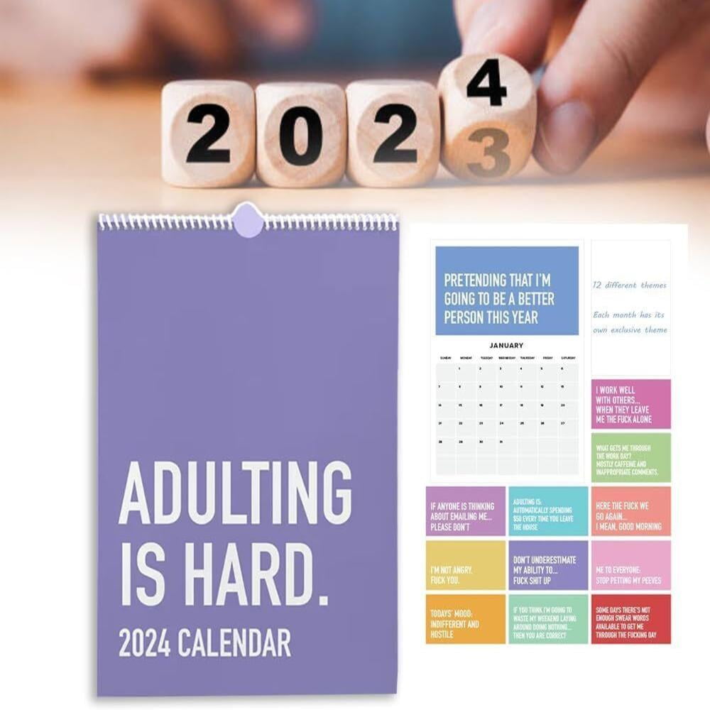 IKOMMI Adulting is Hard 2024 Calendar, 2024 Monthly Inspirational Wall