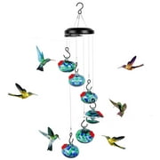 IKOMMI Charming Wind Chimes Hummingbird Feeders, 2024 Upgrade Wind Chimes Hummingbird Feeders for Outdoors Hanging Viewing, Bird Feeders Ant and Bee Proof Garden Patio Decor Gift