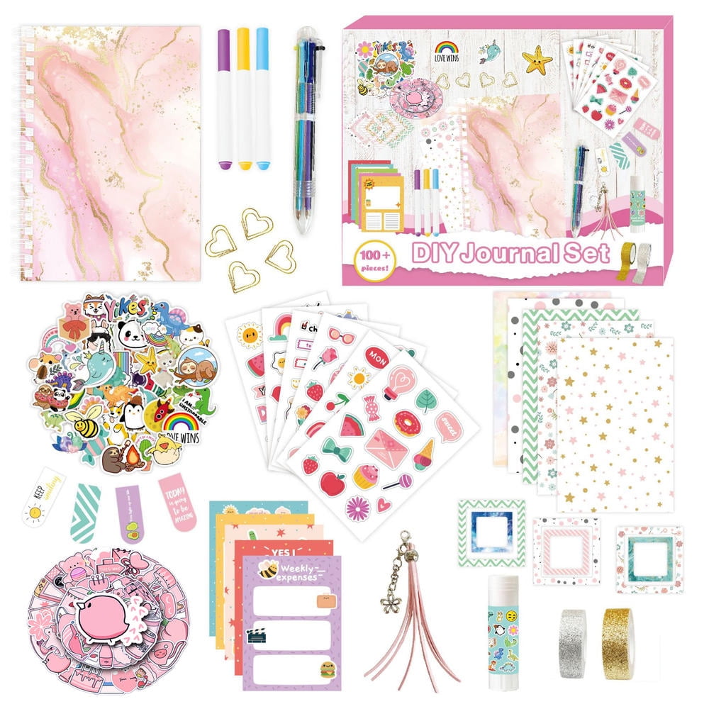 Unicorn DIY Journal Kit for Girls, 100+PCS Sequin Personalized Scrapbook &  Diary Supplies Set, Gifts Ideas for Girls Ages 8 9 10 11 12 13 Year Old