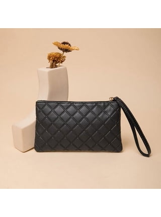 Women's Black Marble Print Clutch Wallet - PU Leather Zip Around Phone Purse With Card Slots