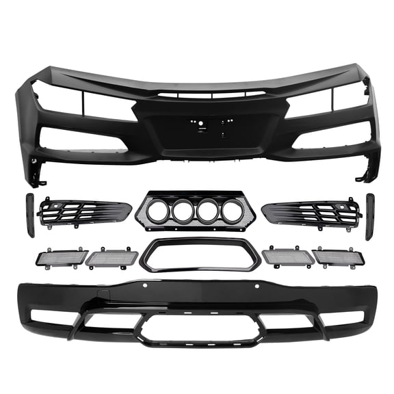 IKON MOTORSPORTSRear Bumper Cover W/ Grille Fits2020-2025 Chevy Corvette C8 OE Style Unpainted PP Bumper Rear Diffuser Lip + Black Quad Exhaust Tip