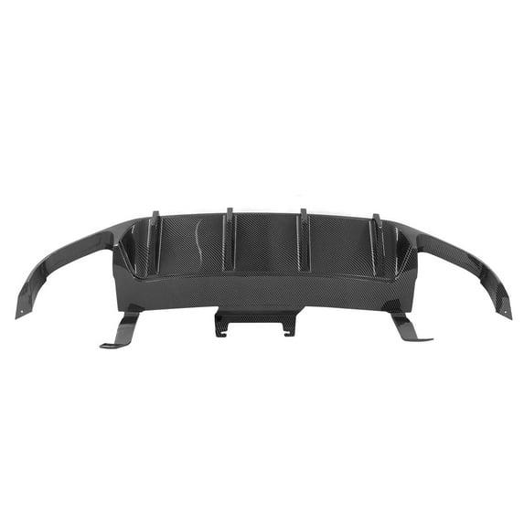 IKON MOTORSPORTS, Rear Diffuser Bumper Lip Compatible With 2013-2014 Ford Mustang V6 & GT, Spoiler Diffuser W/ Shark Fins