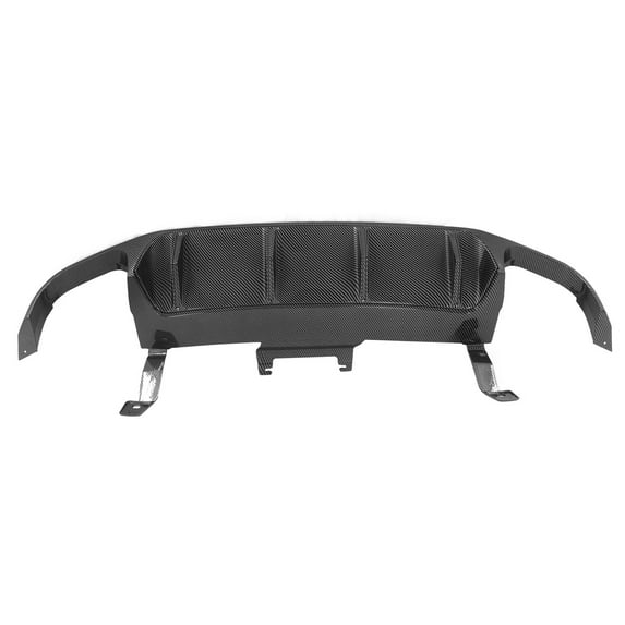 IKON MOTORSPORTS, Rear Diffuser Bumper Lip Compatible With 2013-2014 Ford Mustang V6 & GT, Spoiler Diffuser W/ Shark Fins