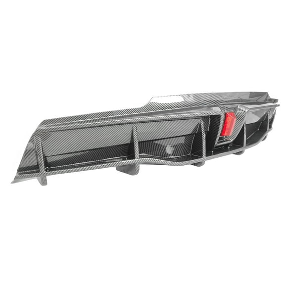 IKON MOTORSPORTS, Rear Diffuser Compatible With 2020-2023 Tesla Model Y Sport 4-Door, IKON Style PP Bumper Lip With Lamp