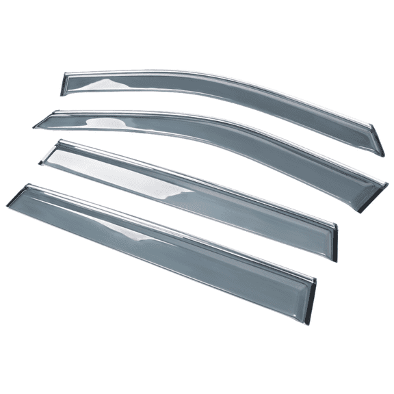 Ikon Motorsports Window Vent Visor Deflector Fits 2019-2025 Toyota RAV4, Polycarbonate Rain Guard W/ Chrome Trim 4Pcs Set Outside Mount