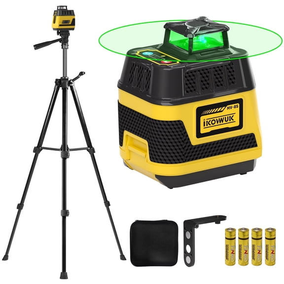 IKOVWUK Laser Level with Tripod, 3x360 Cross Line Laser for Construction and Picture Hanging, Level Tool with 5200 mAh Rechargeable Battery, Compact Adjustable 59.8-inch Tripod Included