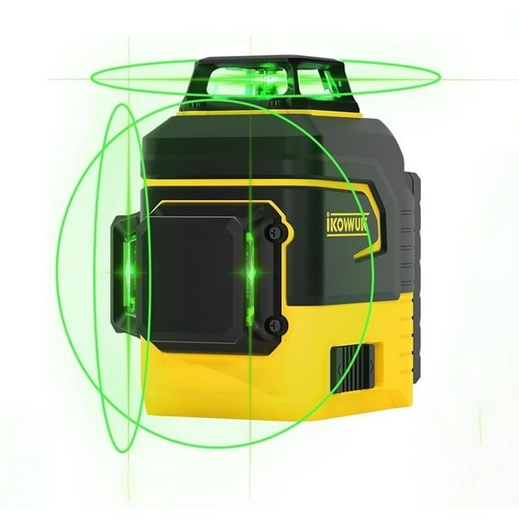 3x360° Green Laser Level, Self-Leveling 12-Line Laser Tool, Includes 2x 3000mAh Rechargeable Batteries & Type-C Charging, Carry Pouch
