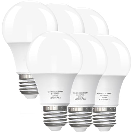 IKPYTREE 6-Pack A19 LED Light Bulbs,60 Watt Equivalent, Cool White 5000K, 9W 800 Lumens, Energy Efficient price history and forecast - IKPYTREE