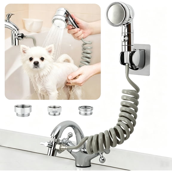 IKPYTREE Sink Faucet Sprayer Attachment with Hair Rinser and Pet Showerhead, Water-Saving Stop Function