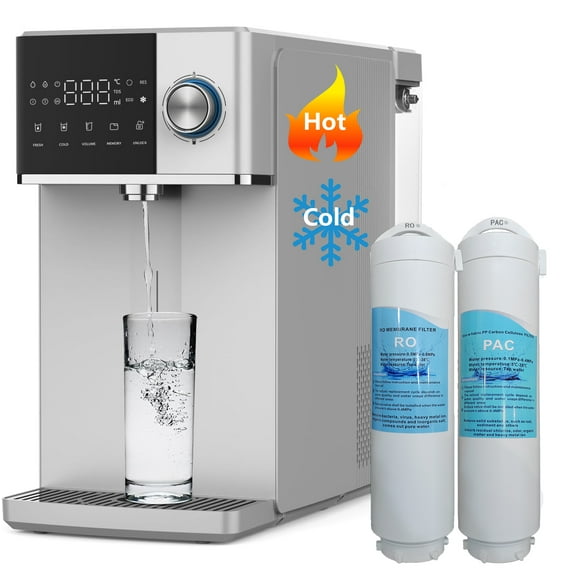 IKT Countertop Hot and Cold Reverse Osmosis Water Dispenser Cooler, Fast Heating, Adjustable Temperature, Dispensing Volume Options, RO Water Filtration System