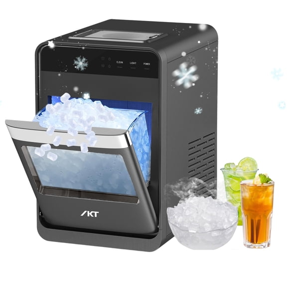 IKT Nugget Ice Maker Countertop,33LBS/24H Ice Machine, Portable Soft Chewable Sonic Ice Maker with Self-Cleaning,Touch Panel, Ice Basket & Night Light for Home,Kitchen&Offic
