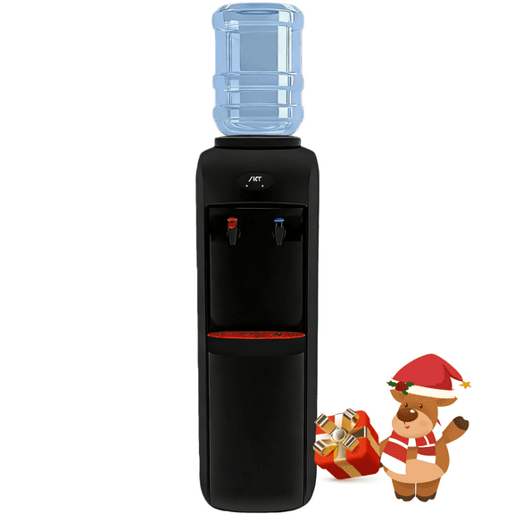 IKT Top Load Water Dispenser-Hot and Cold,5 Gallon,Child Lock,Removable Drip Tray,Steel Water Tank,Black