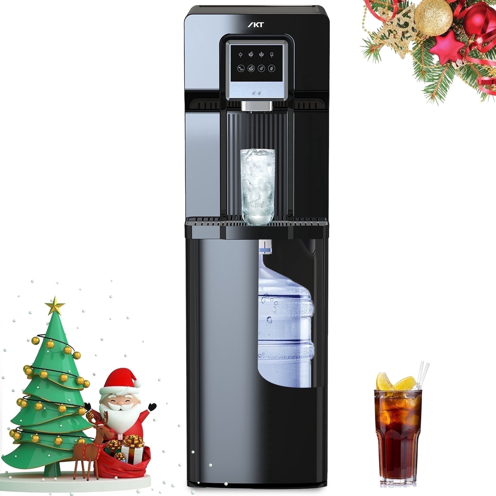 IKT Bottom Loading Water Dispenser with Ice Maker 18lbs Daily Capacity ,5 Gallon, Black, No Hot Water,for Home and Office