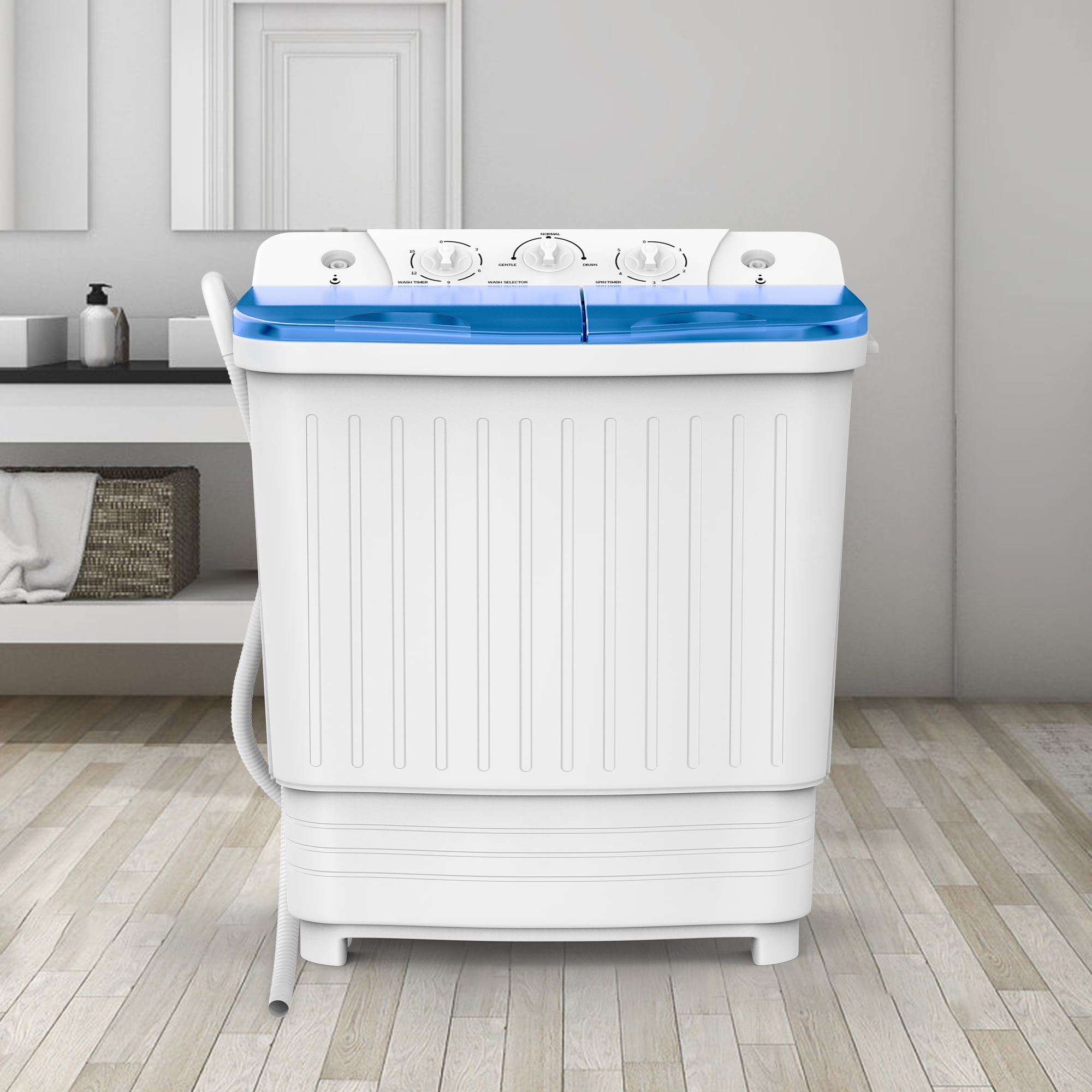 Tabu 16.5Ibs Portable Washing Machine, Compact Washer Machine, Mini Washing Machine, Twin Tub Washer and Spiner, Ideal for Dorms, Apartments, RVs, Cam