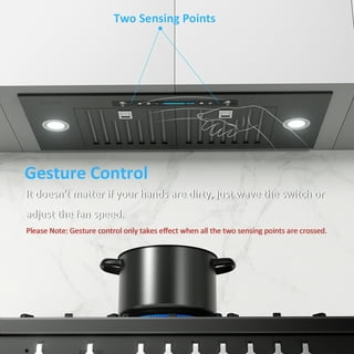 Under Cabinet Range Hood 30 inch Ducted/Ductless Convertible Kitchen Hood  Stainless Steel Vent Hood w/LED Light 2 Speed Exhaust Fan Black 