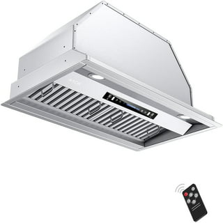 AMZCHEF Push Button 30 inch Under Cabinet Range Hood with 2 Reusable Stainless Steel & 2 Charcoal Filters, Slim Kitchen Stove Vent with LED Light & 3