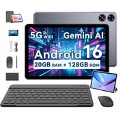 SHARECLOUD 10.1 inch Tablet with Keyboard, 20GB RAM+128GB ROM/1TB Expand, T7250 Octa-Core, 6600mAh, WiFi 6, Gray