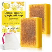 IKZEE Lemon Turmeric & Kojic Acid Soap for Face and Body, Daily Cleansing And Skincare, Helps Reduces Blemishes, Rejuvenates Skin, Dark Spot - 2Pack