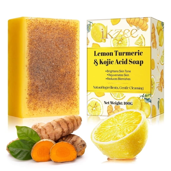 IKZEE Lemon Turmeric & Kojic Acid Soap for Face and Body, Daily Cleansing And Skincare, Helps Reduces Blemishes, Rejuvenates Skin, Dark Spot