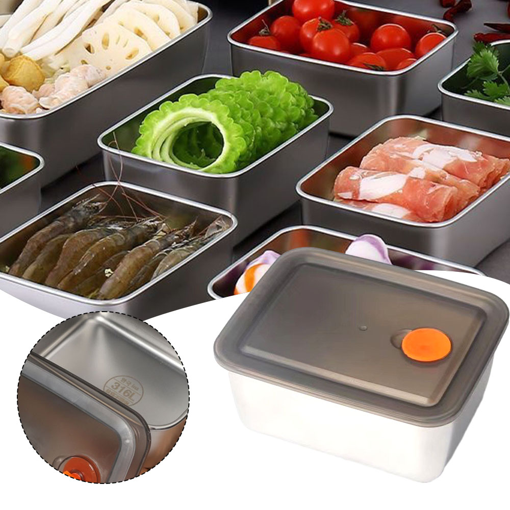 IKemiter Stainless Steel Squared Plate with Lid Stackable Food Grade