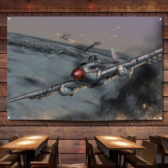IL-2 Attacker Aircraft Wall Art Posters & Prints Military Flag Home Decor Banner 38" x 57"