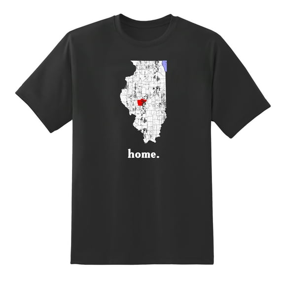 IL Map Illinois Home State Love Illinois Home Design T Shirt Black,S