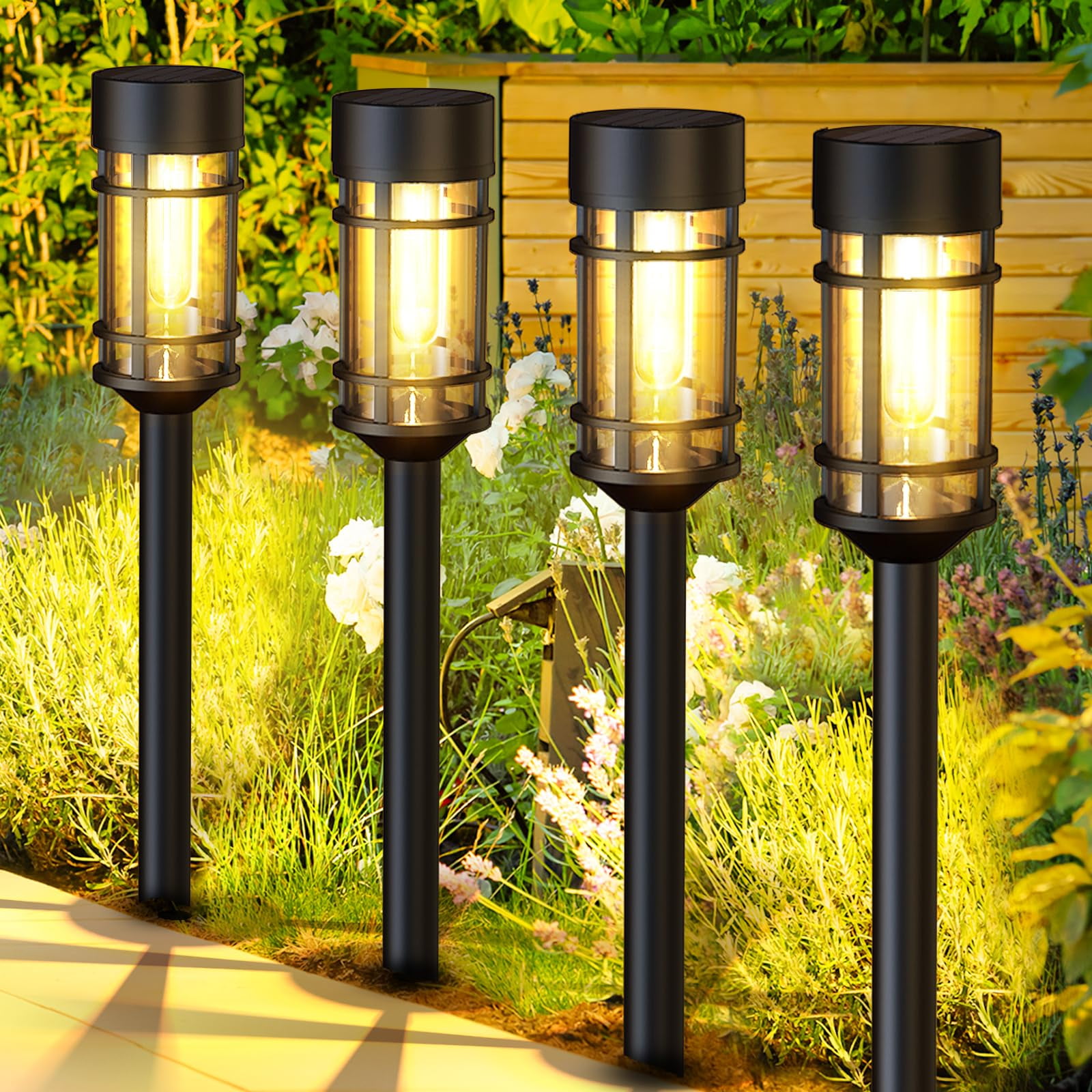 Black Metal LED Solar Pathway Lights Multipack